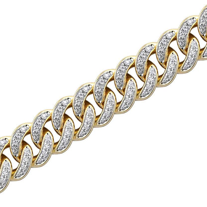 1-1/2 ct. tw. Diamond Cuban Link Bracelet in 10K Yellow Gold close-up detail