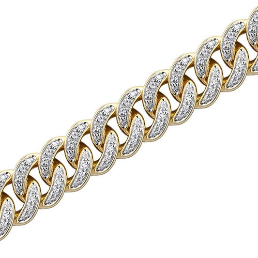 1-1/2 ct. tw. Diamond Cuban Link Bracelet in 10K Yellow Gold close-up detail