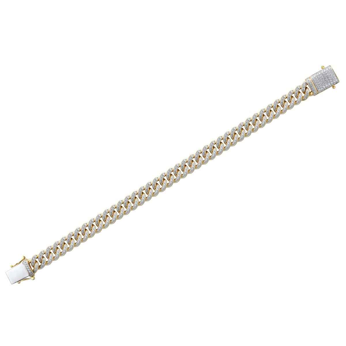 1-1/2 ct. tw. Diamond Cuban Link Bracelet in 10K Yellow Gold front view