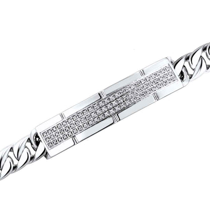 3/8 ct. tw. Diamond ID Bracelet in Sterling Silver close-up detail