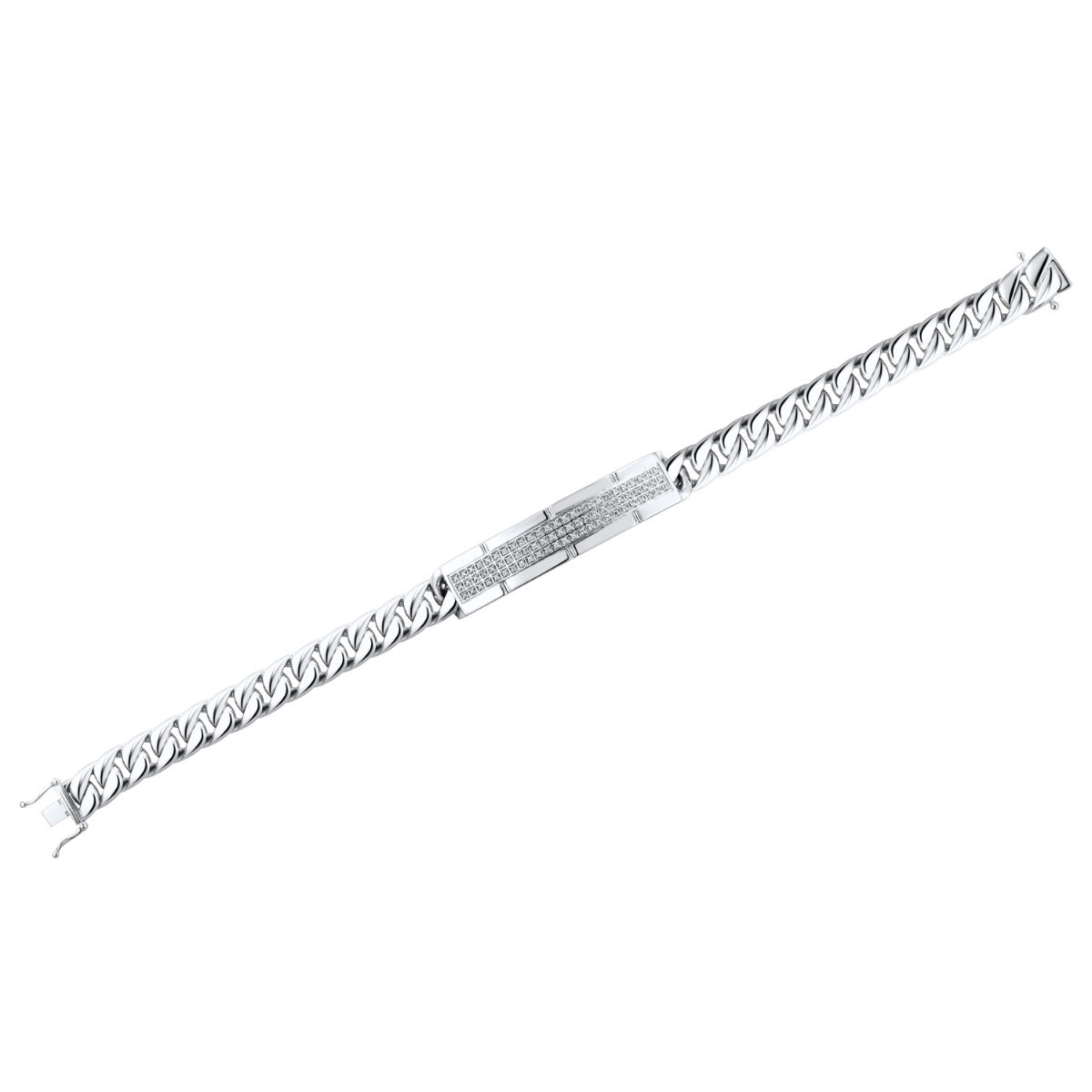 3/8 ct. tw. Diamond ID Bracelet in Sterling Silver front view