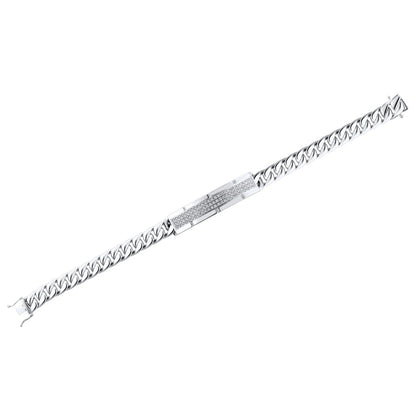3/8 ct. tw. Diamond ID Bracelet in Sterling Silver front view