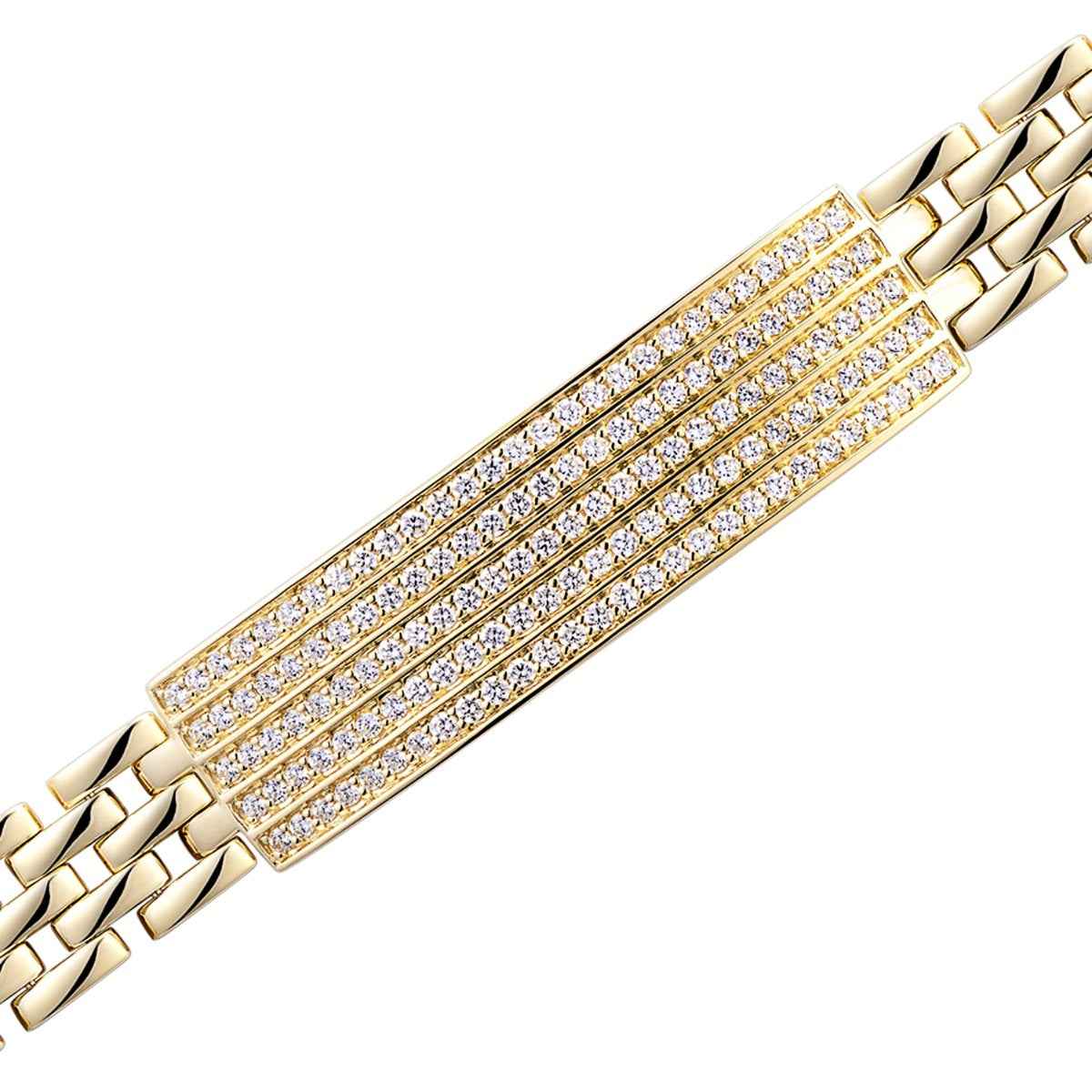 2 ct. tw. Diamond ID Bracelet in 10K Yellow Gold close-up detail