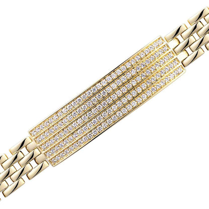 2 ct. tw. Diamond ID Bracelet in 10K Yellow Gold close-up detail
