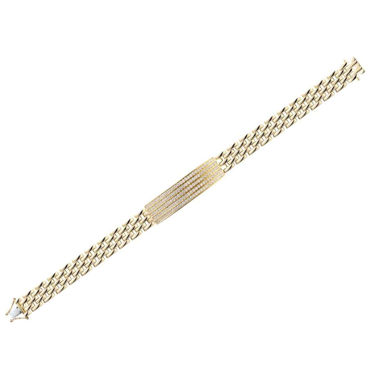 2 ct. tw. Diamond ID Bracelet in 10K Yellow Gold front view