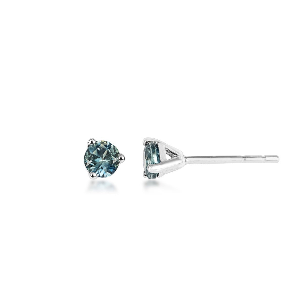 American Colors 3.5mm Round Montana Sapphire Stud Earrings in 10K White Gold