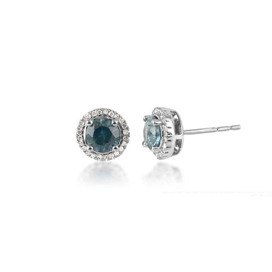 American Colors Montana Sapphire & 1/10 ct. tw. Diamond Halo Earrings in 10K White Gold