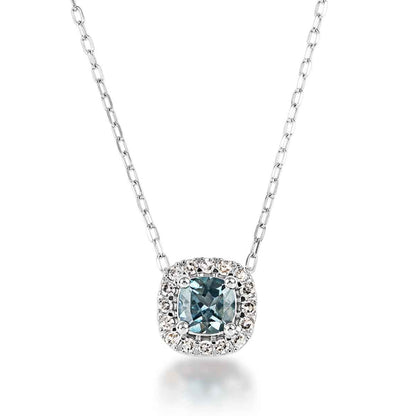 American Colors Cushion Montana Sapphire & 1/10 ct. tw. Diamond Halo Pendant in 10K White Gold