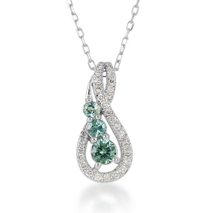 American Colors Montana Sapphire & 1/6 ct. tw. Diamond 3-Stone Infinity Pendant in 10K White Gold