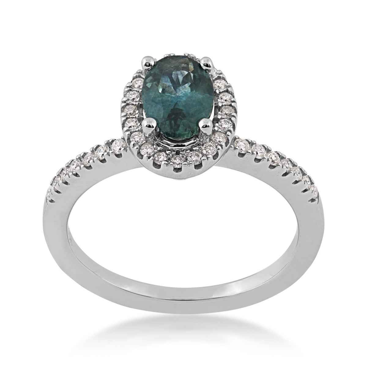 American Colors Oval Montana Sapphire and 1/5 ct. tw. Diamond Halo Ring in 10K White Gold