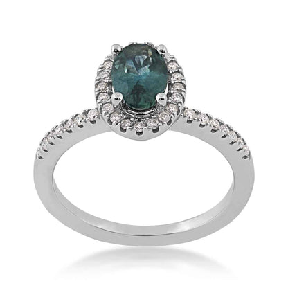 American Colors Oval Montana Sapphire and 1/5 ct. tw. Diamond Halo Ring in 10K White Gold