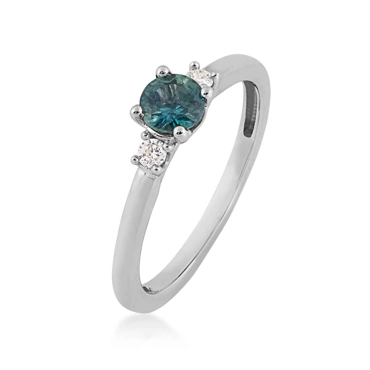 American Colors Round Montana Sapphire & 1/10 ct. tw. Diamond Halo Ring in 10K White Gold front view