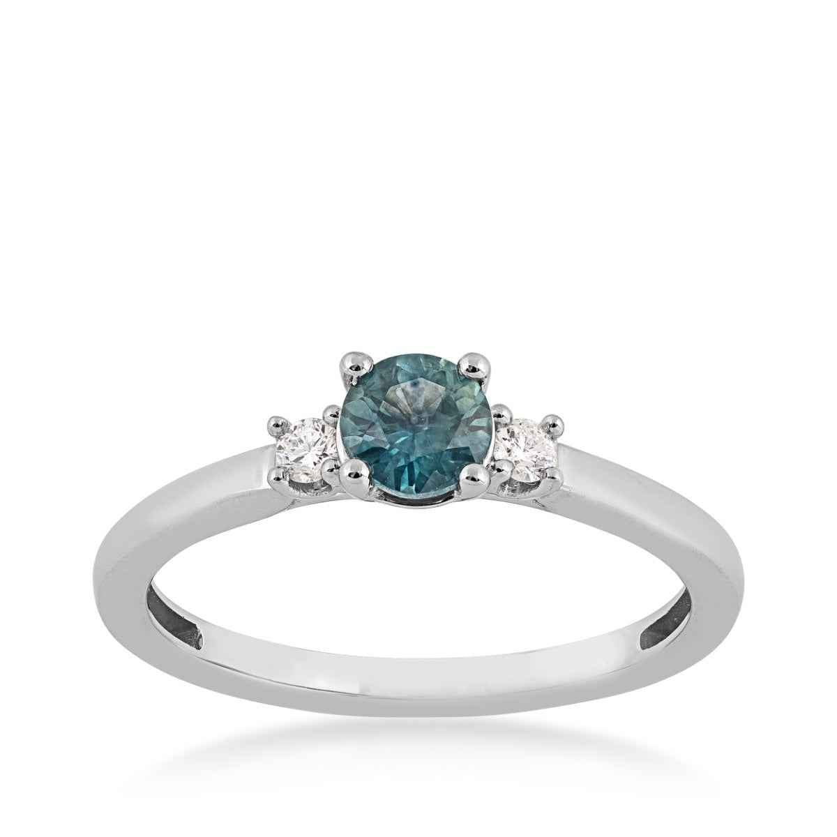 American Colors Round Montana Sapphire & 1/10 ct. tw. Diamond Halo Ring in 10K White Gold