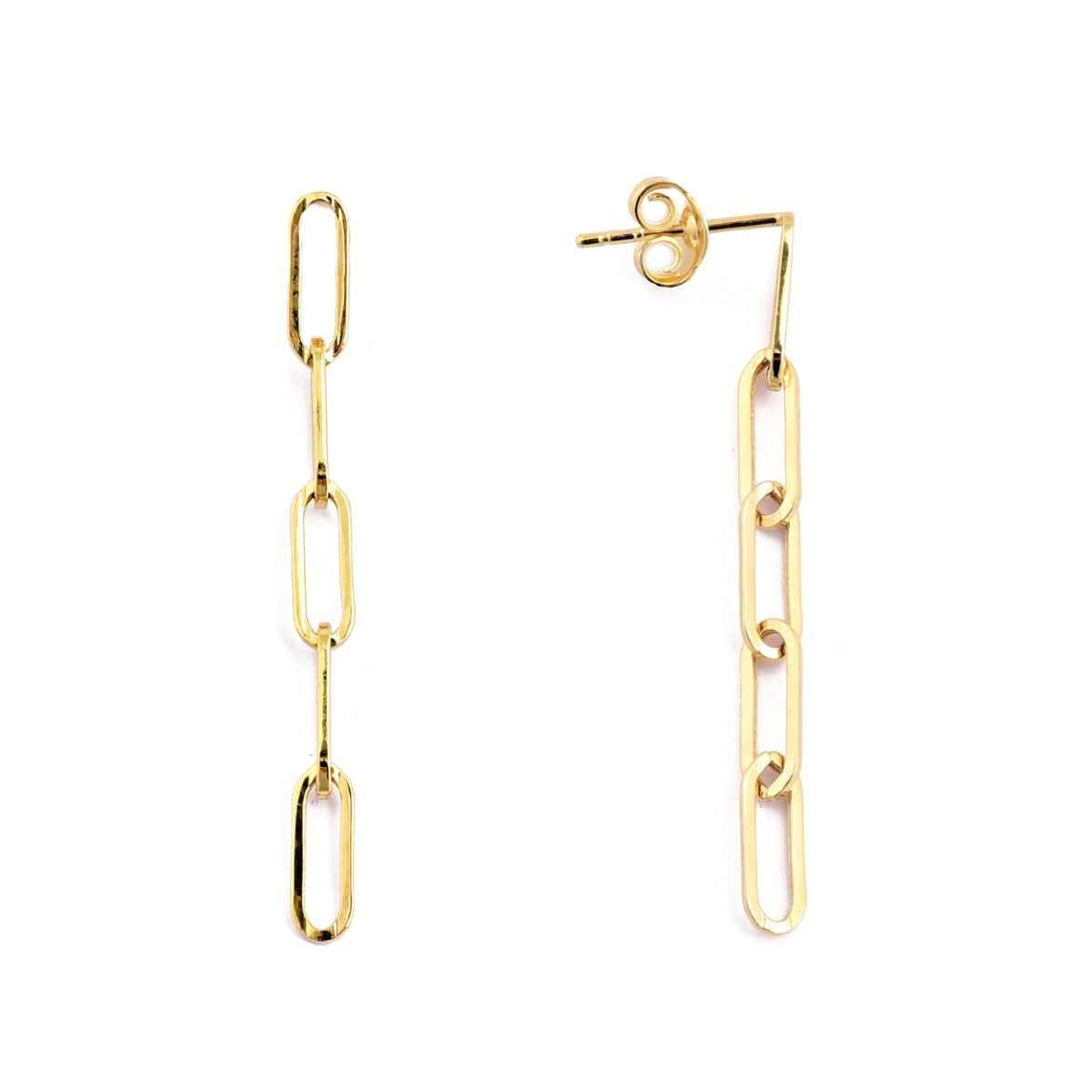 3mm Paperclip Chain 5-Link Dangle Earrings in 10K Yellow Gold