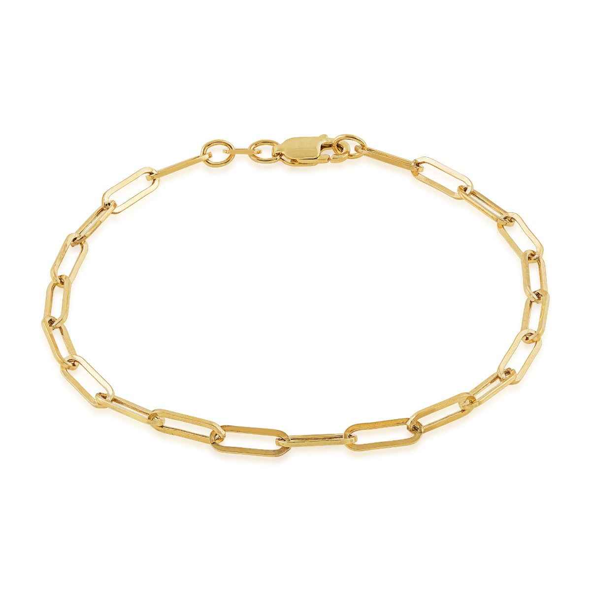 3mm 7.5-inch Paperclip Chain Bracelet in 10K Yellow Gold