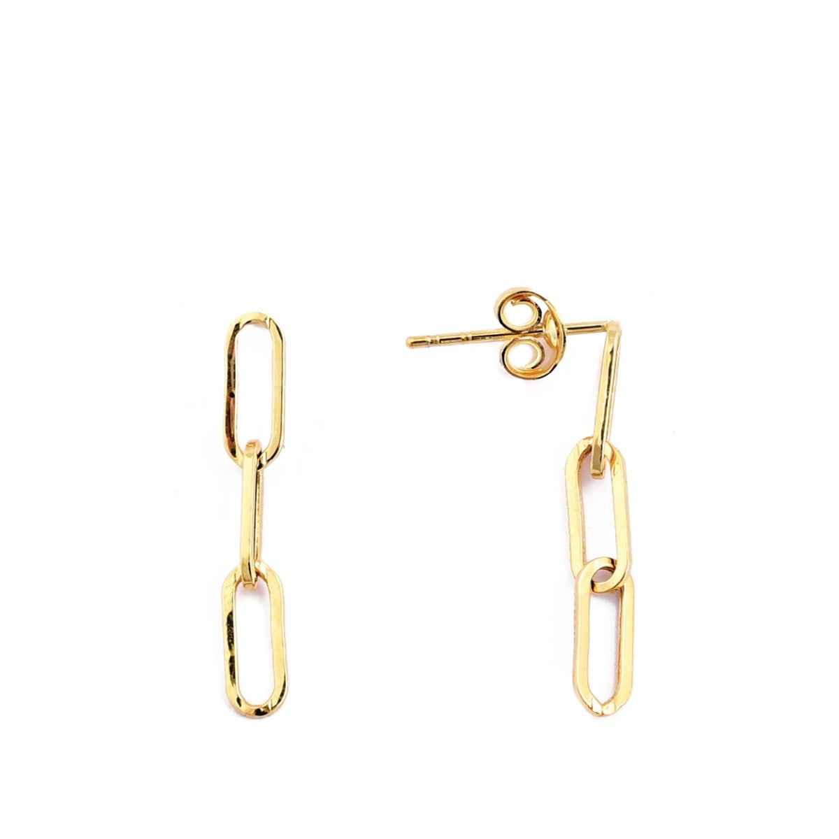4.5mm 3-Link Paperclip Dangle Earrings in 14K Yellow Gold