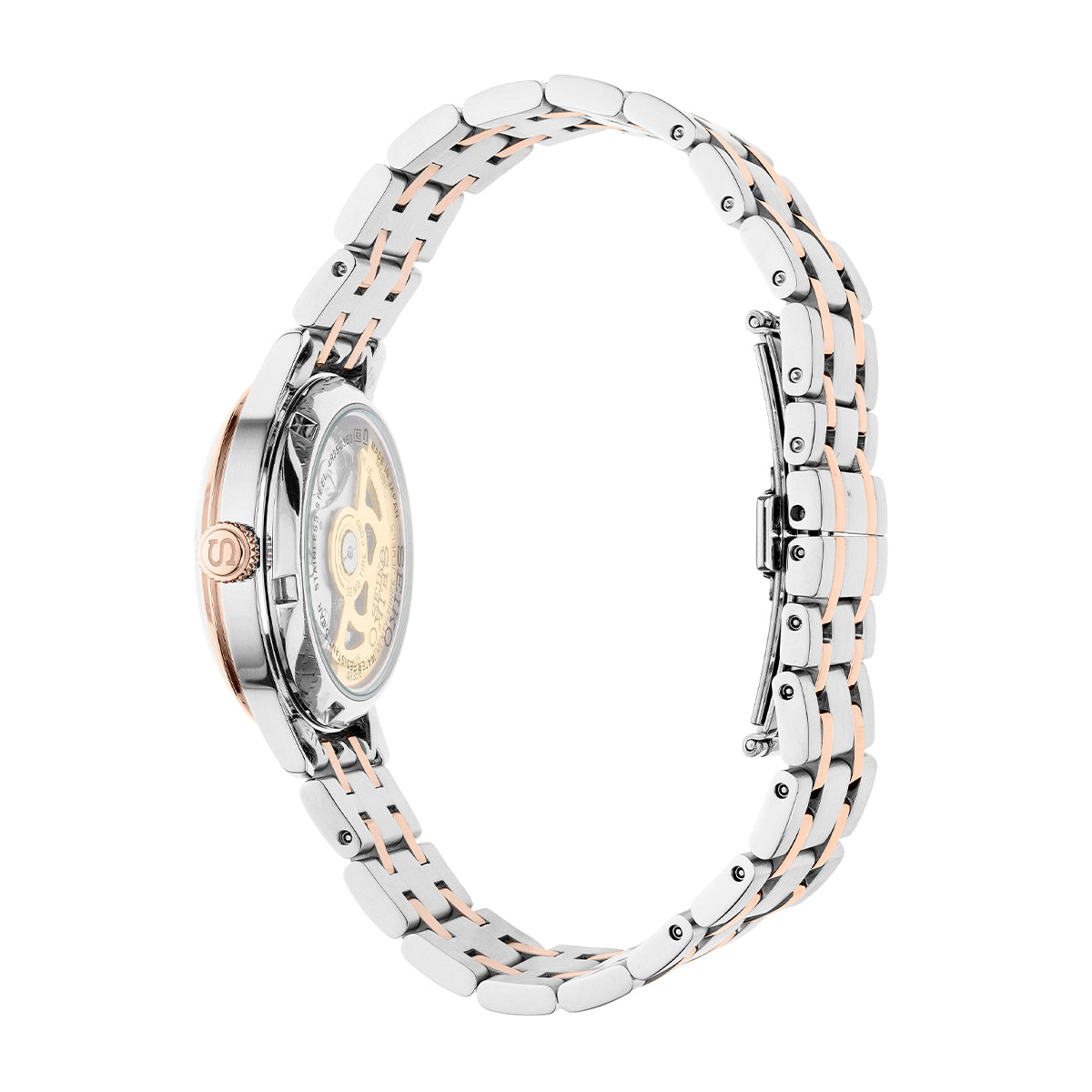 presage automatic two tone stainless steel pink dial watch