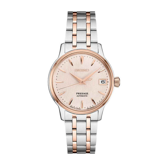 Seiko Ladies' Presage Pink Automatic Two-Tone Stainless Steel Watch with Pink Dial