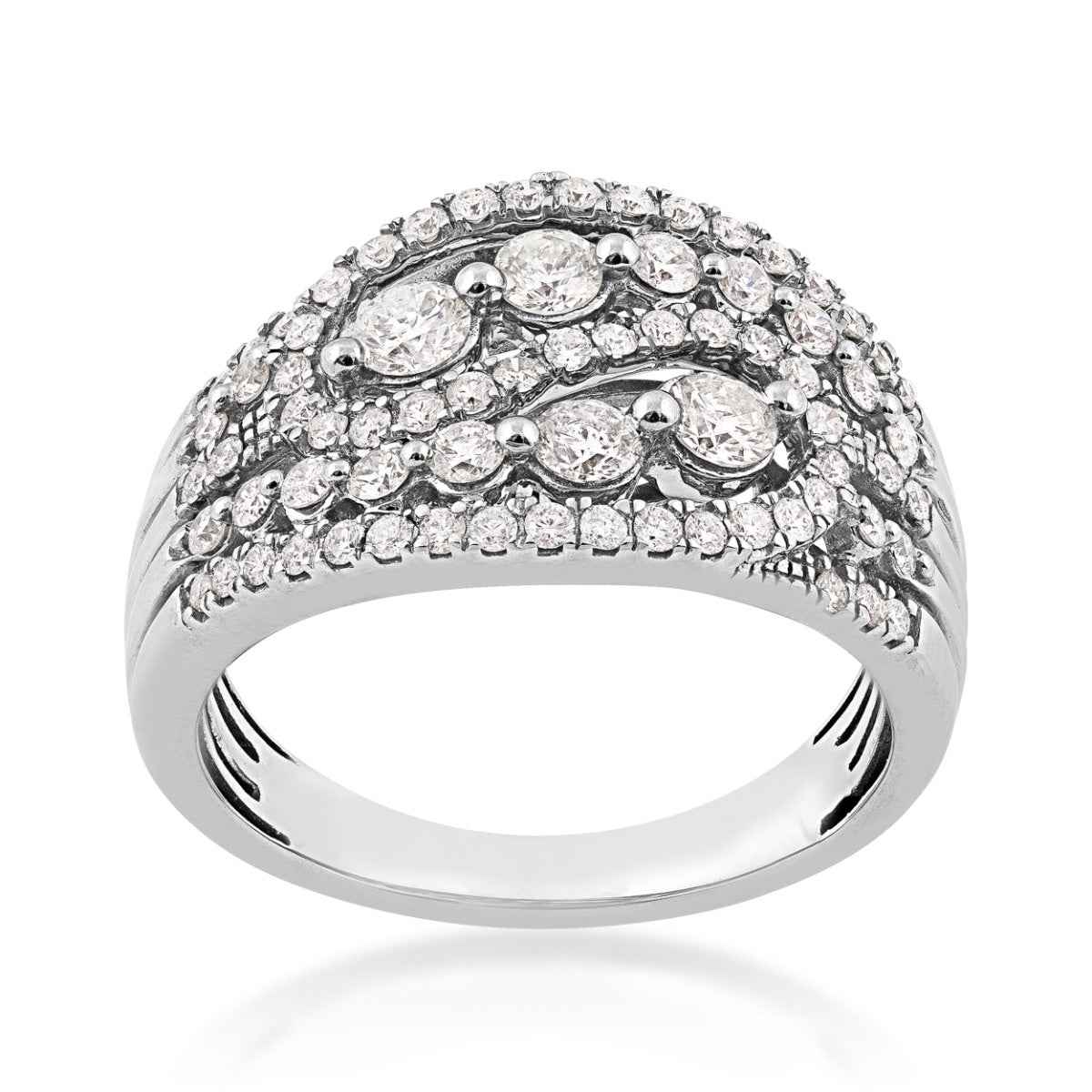 1 ct. tw. Diamond Multirow Swirl Ring in 10K White Gold