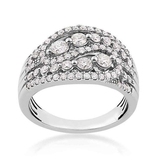 1 ct. tw. Diamond Multirow Swirl Ring in 10K White Gold