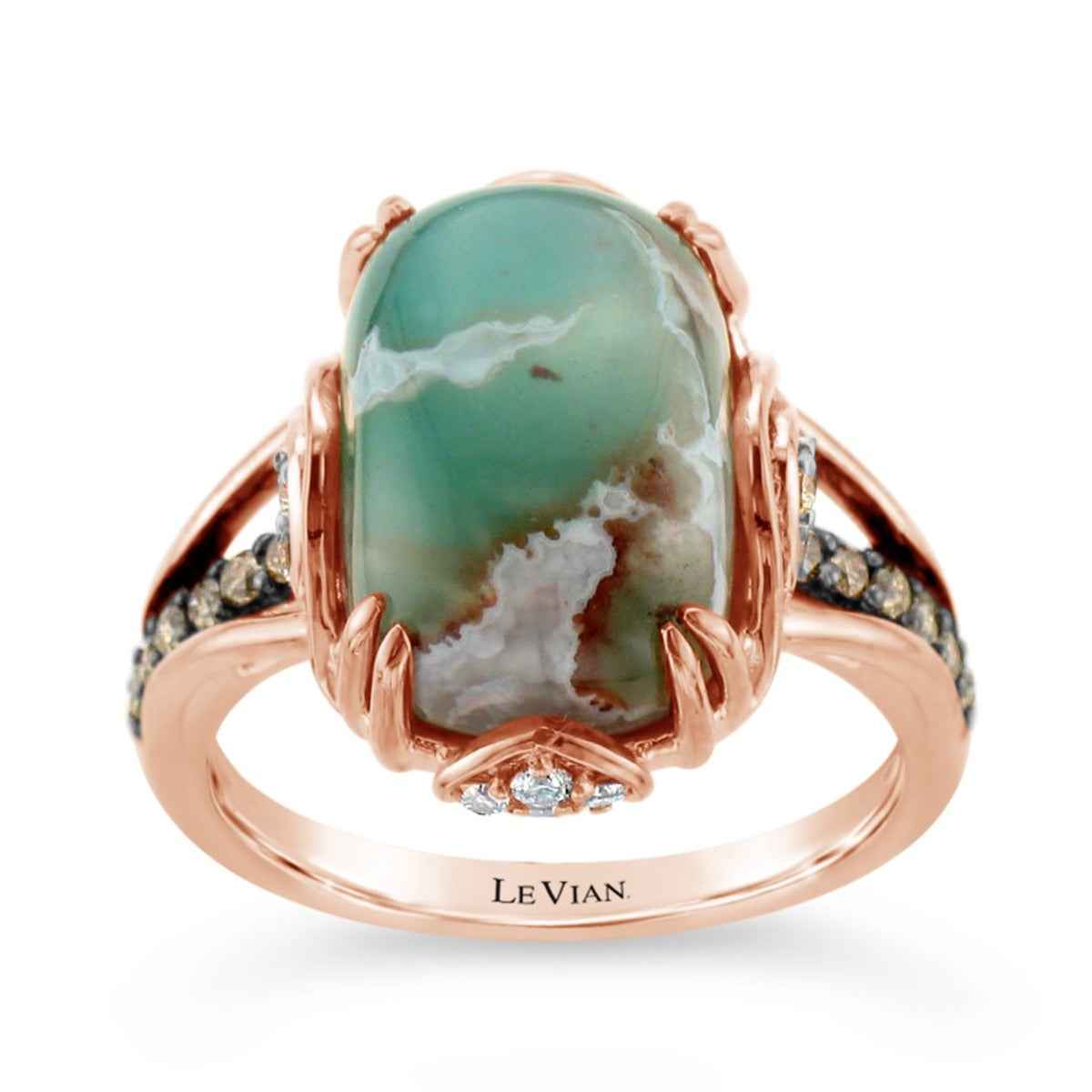 Le Vian Peacock Aquaprase & 3/8 ct. tw. Chocolate & Nude Diamond Ring in 14K Strawberry Gold