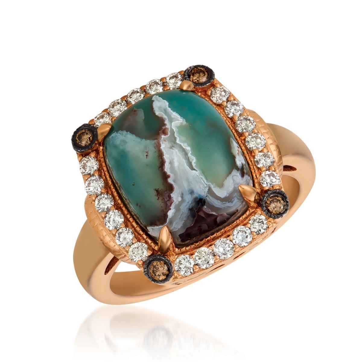 Le Vian Peacock Aquaprase & 3/8 ct. tw. Chocolate & Nude Diamond Ring in 14K Strawberry Gold (2)