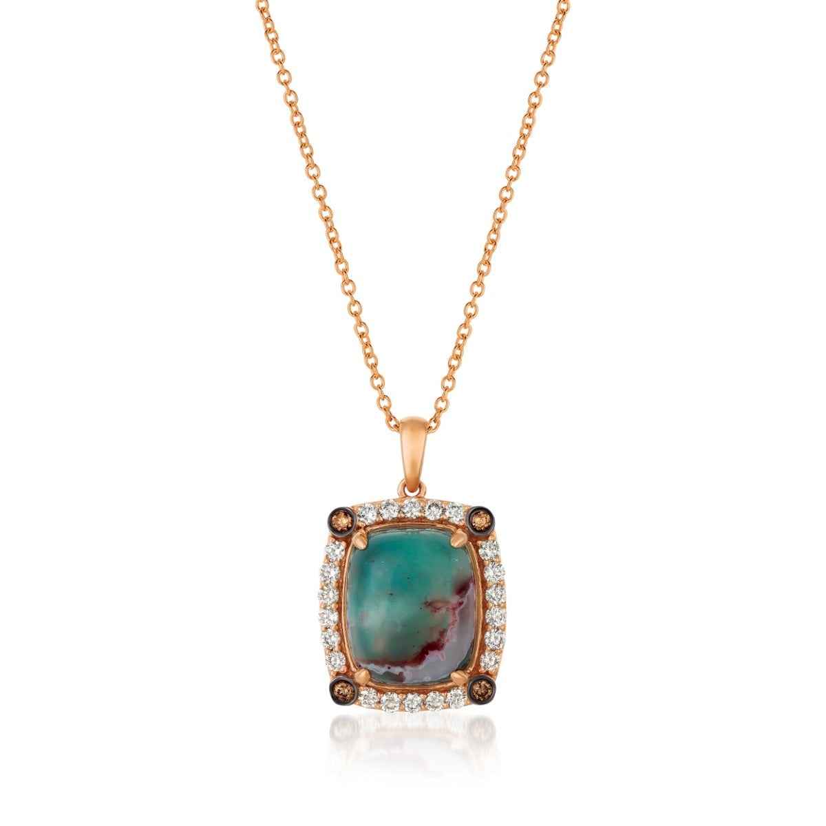 Le Vian Peacock Aquaprase & 3/8 ct. tw. Chocolate & Nude Diamond Pendant in 14K Strawberry Gold