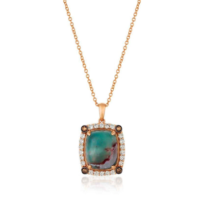 Le Vian Peacock Aquaprase & 3/8 ct. tw. Chocolate & Nude Diamond Pendant in 14K Strawberry Gold
