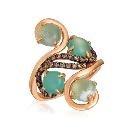 Le Vian Peacock Aquaprase & 1/3 ct. tw. Chocolate Diamond Ring in 14K Strawberry Gold
