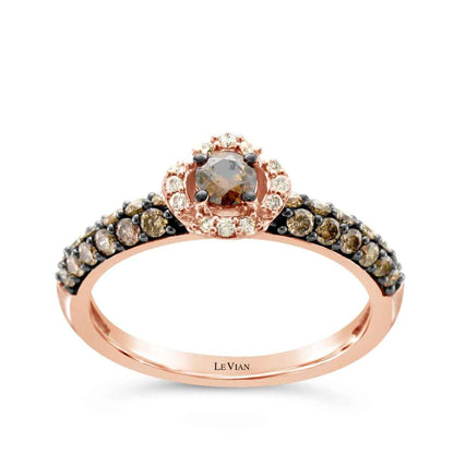 Le Vian Chocolatier 5/8 ct. tw. Chocolate & Vanilla Diamond Halo Ring in 14K Strawberry Gold