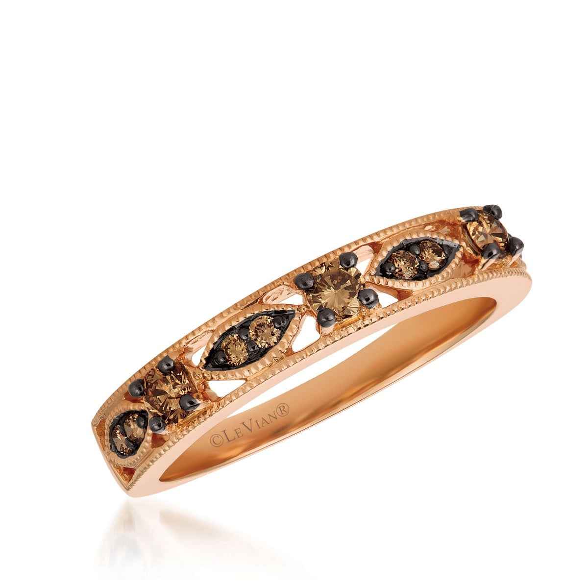 Le Vian Chocolatier 1/3 ct. tw. Chocolate Diamond Milgrain Ring in 14K Strawberry Gold