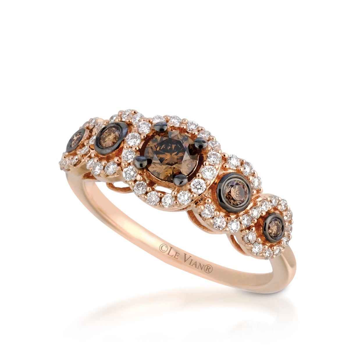 Le Vian Chocolatier 3/4 ct. tw. Chocolate & Vanilla Diamond Halo Ring in 14K Strawberry Gold