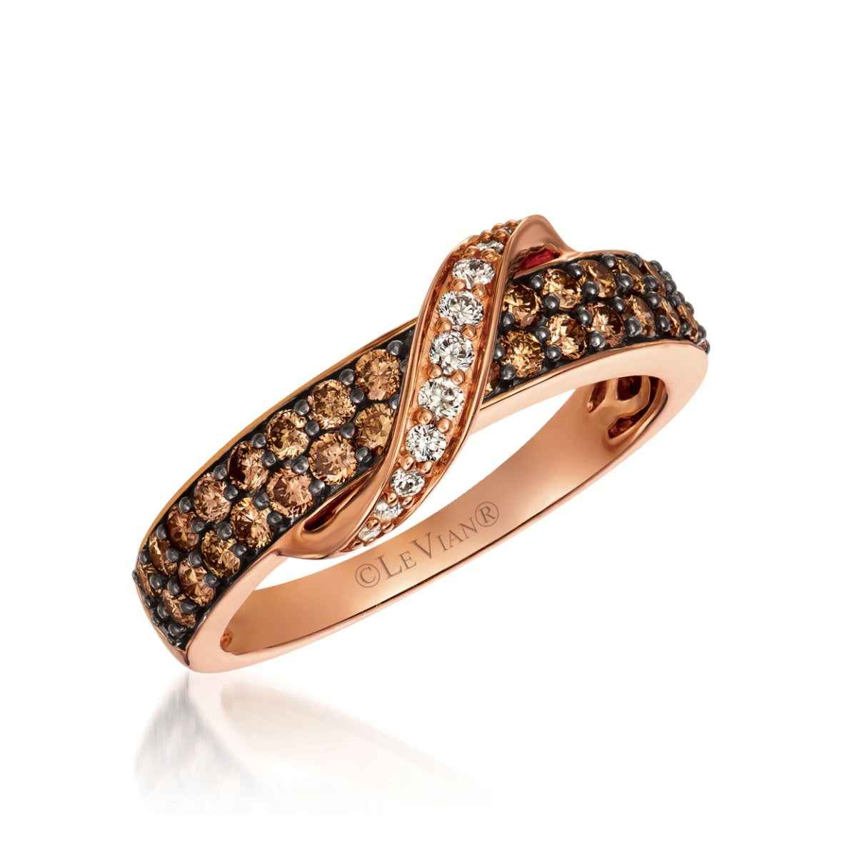 Le Vian Chocolatier 7/8 ct. tw. Chocolate & Vanilla Diamond Crossover Ring in 14K Strawberry Gold