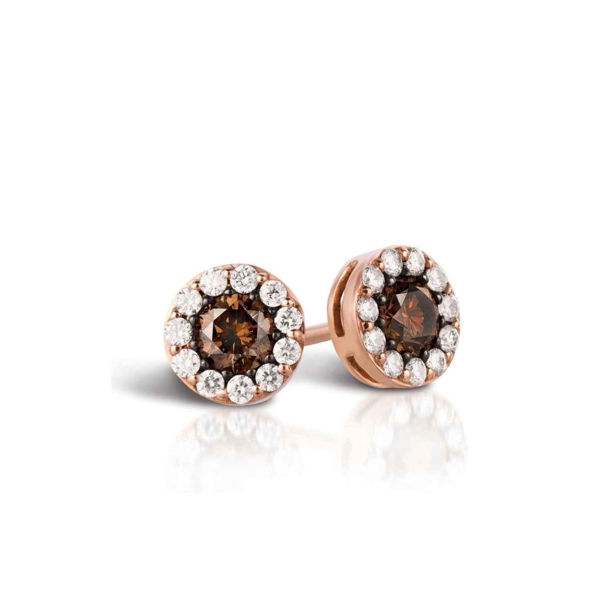 Le Vian Chocolatier 3/4 ct. tw. Chocolate & Vanilla Diamond Halo Earrings in 14K Strawberry Gold