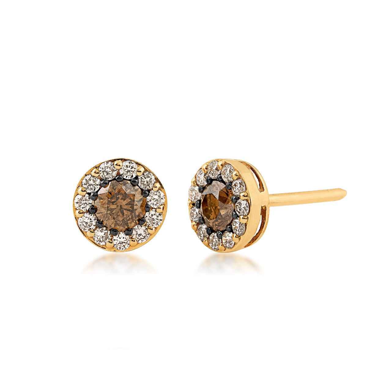 Le Vian Chocolatier 3/4 ct. tw. Chocolate & Vanilla Diamond Halo Earrings in 14K Honey Gold