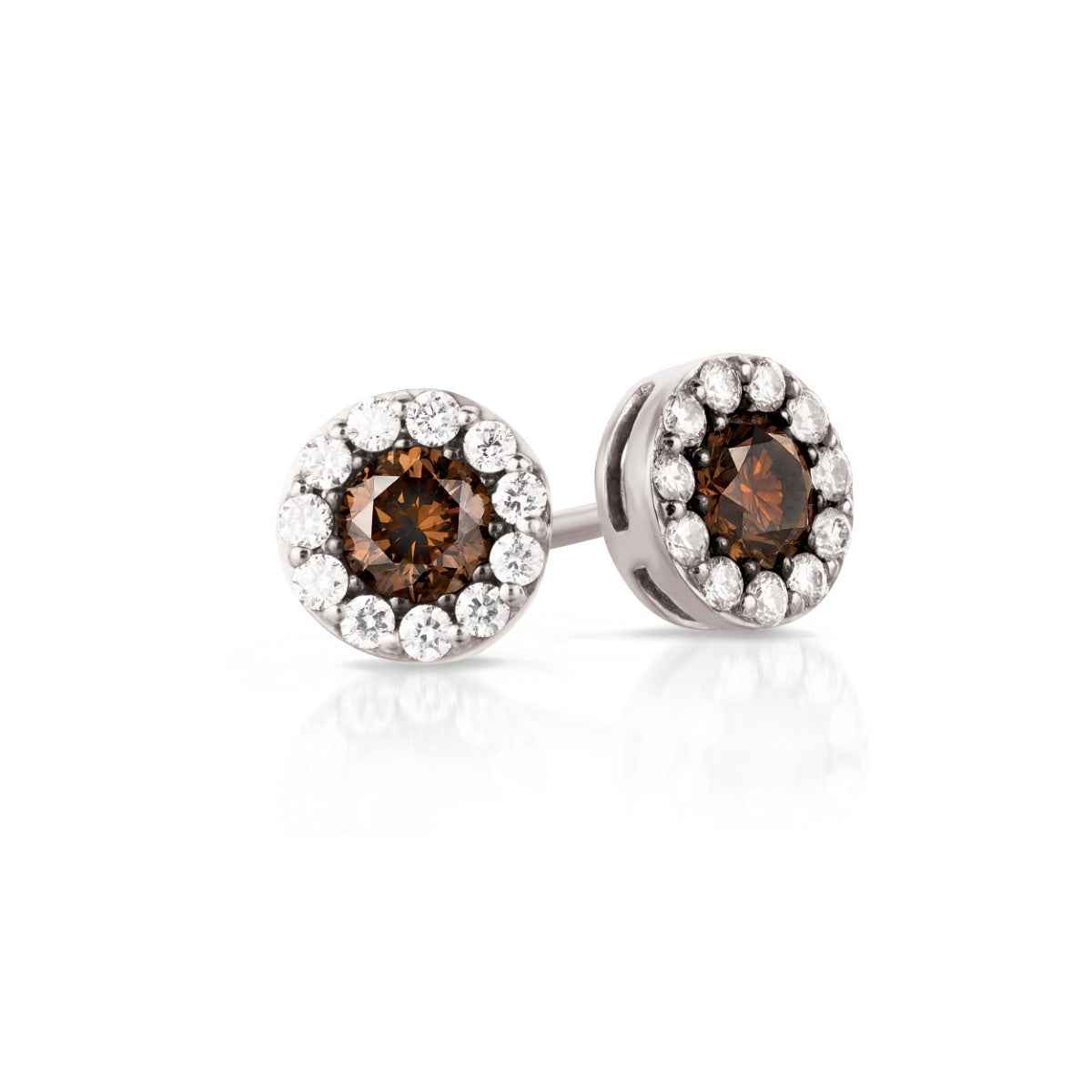 Le Vian Chocolatier 3/4 ct. tw. Chocolate & Vanilla Diamond Halo Earrings in 14K Vanilla Gold