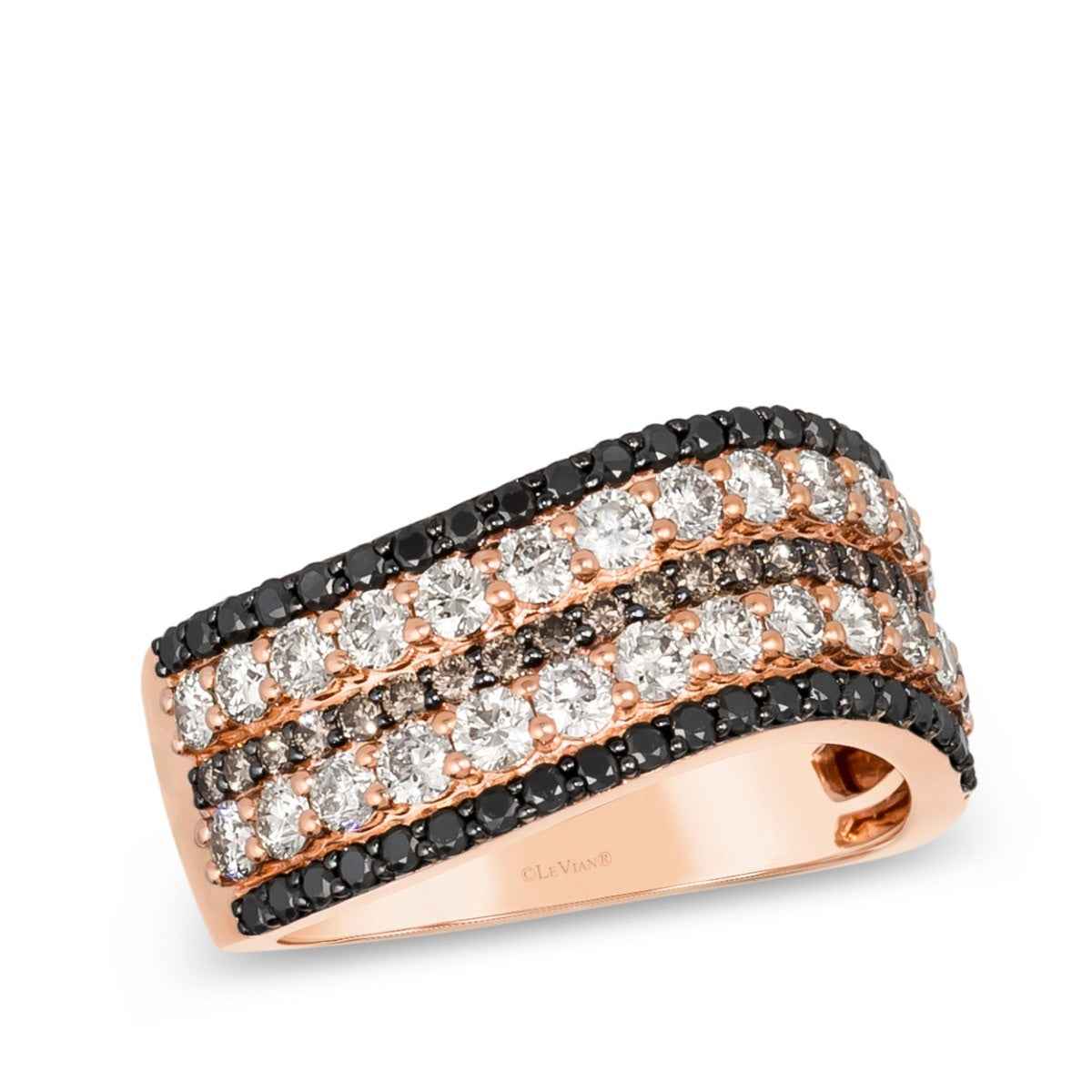 Le Vian 1-5/8 ct. tw. Nude, Blackberry & Chocolate Multirow Diamond Ring in 14K Strawberry Gold