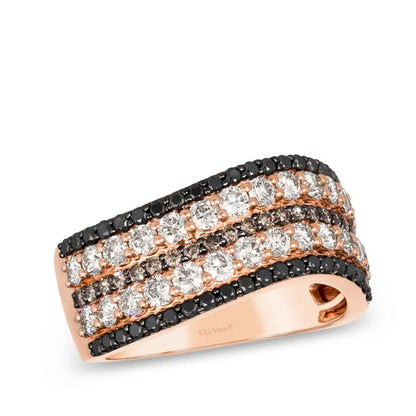 Le Vian 1-5/8 ct. tw. Nude, Blackberry & Chocolate Multirow Diamond Ring in 14K Strawberry Gold