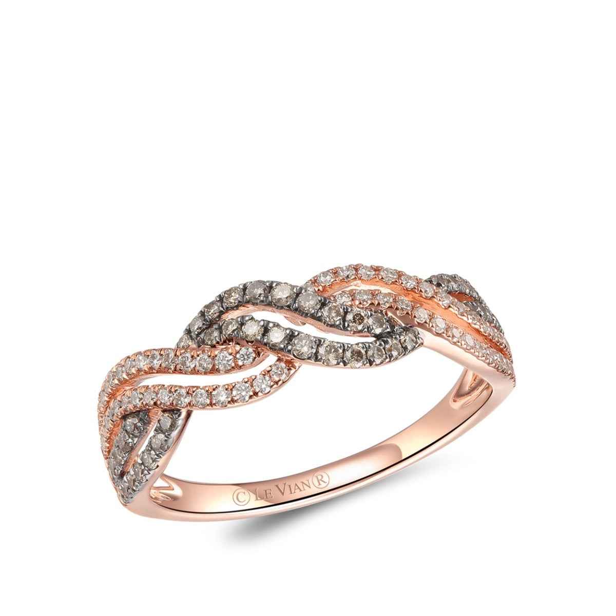 Le Vian Chocolatier 3/8 ct. tw. Chocolate & Vanilla Diamond Twist Ring in 14K Strawberry Gold