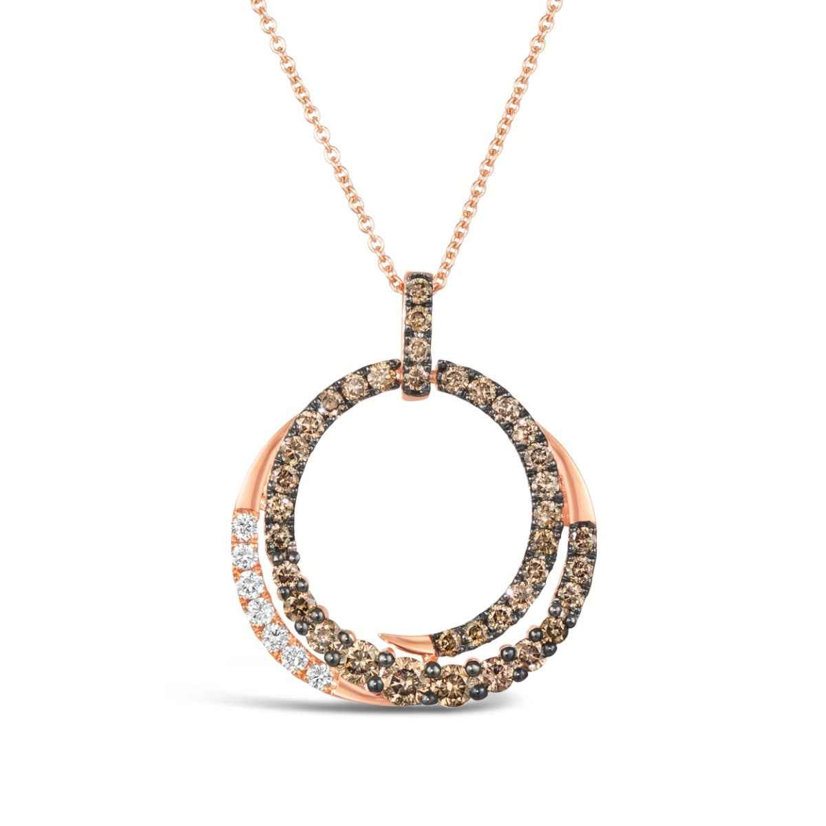 Le Vian 1 ct. tw. Chocolate & Nude Diamond Circle Spiral Pendant in 14K Strawberry Gold