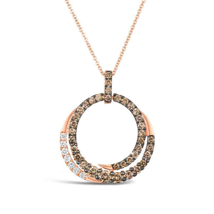 Le Vian 1 ct. tw. Chocolate & Nude Diamond Circle Spiral Pendant in 14K Strawberry Gold