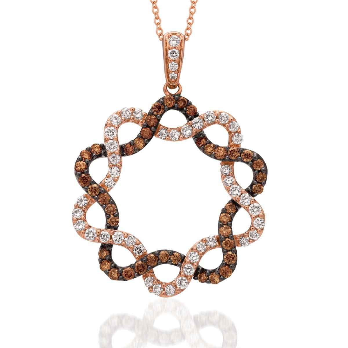 Le Vian Chocolatier 1-1/3 ct. tw. Vanilla & Chocolate Diamond Twisted Circle Pendant in 14K Strawberry Gold