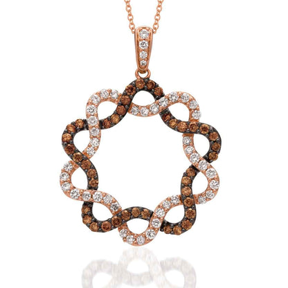 Le Vian Chocolatier 1-1/3 ct. tw. Vanilla & Chocolate Diamond Twisted Circle Pendant in 14K Strawberry Gold