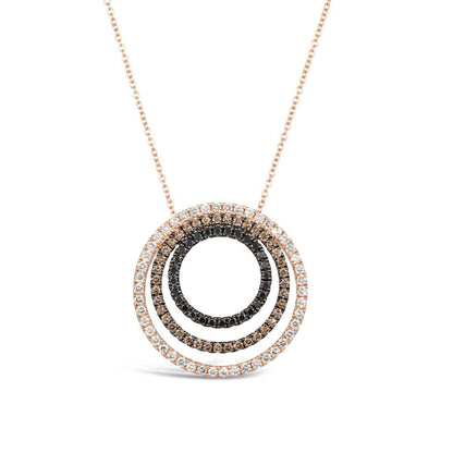 Le Vian Creme Brulee 1-3/8 ct. tw. Nude, Blackberry & Chocolate Diamond Triple Circle Pendant in 14K Strawberry Gold