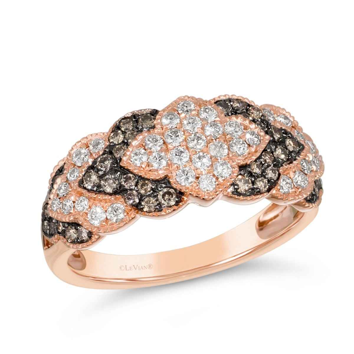 Le Vian Chocolatier 5/8 ct. tw. Chocolate & Vanilla Diamond Quatrefoil Ring in 14K Strawberry Gold