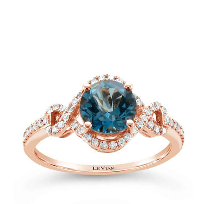 Le Vian Deep Sea Blue Topaz & 1/5 ct. tw. Vanilla Diamond Twist Ring in 14K Strawberry Gold