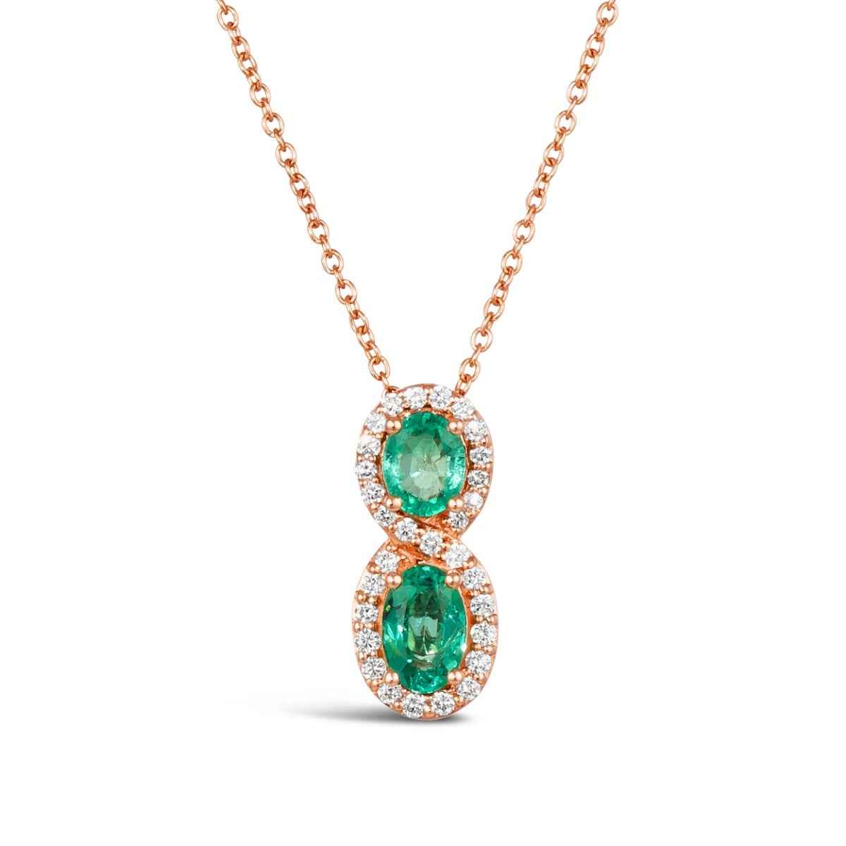 Le Vian Oval Costa Smeralda Emeralds & 1/5 ct. tw. Vanilla Diamond Pendant in 14K Strawberry Gold