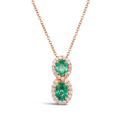 Le Vian Oval Costa Smeralda Emeralds & 1/5 ct. tw. Vanilla Diamond Pendant in 14K Strawberry Gold