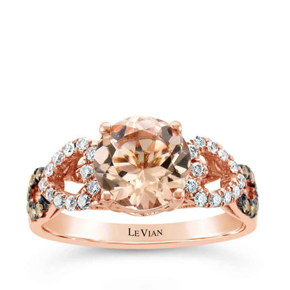 Le Vian Chocolatier Morganite & 1/3 ct. tw. Chocolate & Vanilla Diamond Ring in 14K Strawberry Gold