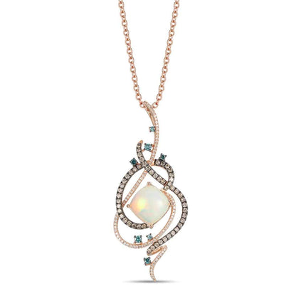 Le Vian Neopolitan Opal & 1 ct. tw. Blueberry, Chocolate & Vanilla Diamond Twist Pendant in 14K Strawberry Gold